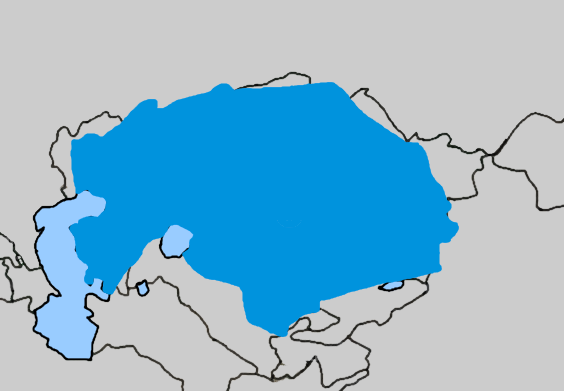 Map of the Kazakh Khanate in the early 16th century — the major Kazakh polity predating modern independence