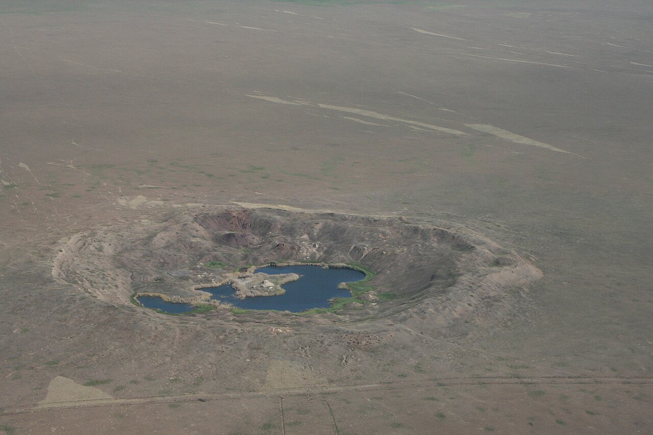 Semipalatinsk nuclear test site crater and lake — Kazakhstan hosted 456 Soviet nuclear tests at this polygon